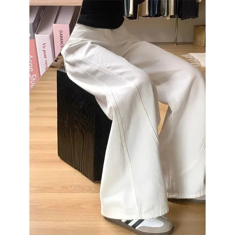 Herbst Winter Feminine Hohe Taille Machete Denim Pantalons Damen Casual Samt Cowboy Hosen Koreanische Frauen Lose Breite Bein Jeans