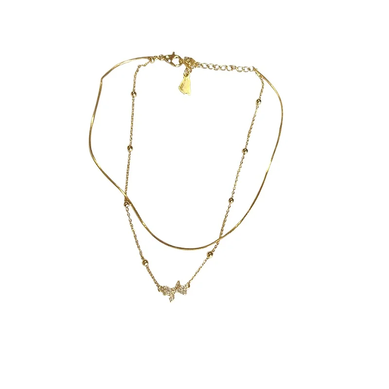 

Japanese and Korean exquisite double-layer stacked butterfly anklet sexy advanced foot chain