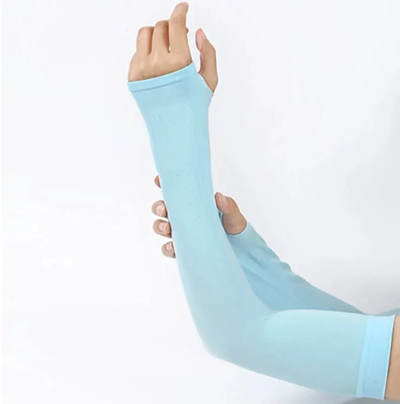 Sunscreen Ice Sleeves UV Resistant Summer Outdoor Sleeves Simple Solid Color Arm Protection Ice Silk Sleeves Long Pattern