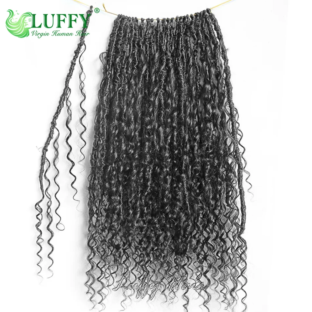 Human Hair Boho Locs Crochet Hair Pre Looped Crochet Boho Dreadlocks Human Hair Curly Ends Braiding Hair Extensions