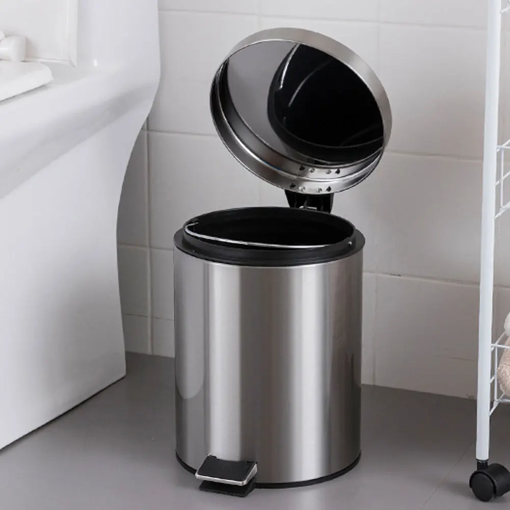 3L Household Stainless Steel Step Pedal Trash Can Dustbin Rubbish Garbage Bin Container Garbage Bin Pedal Trash Can Rubbish Bin