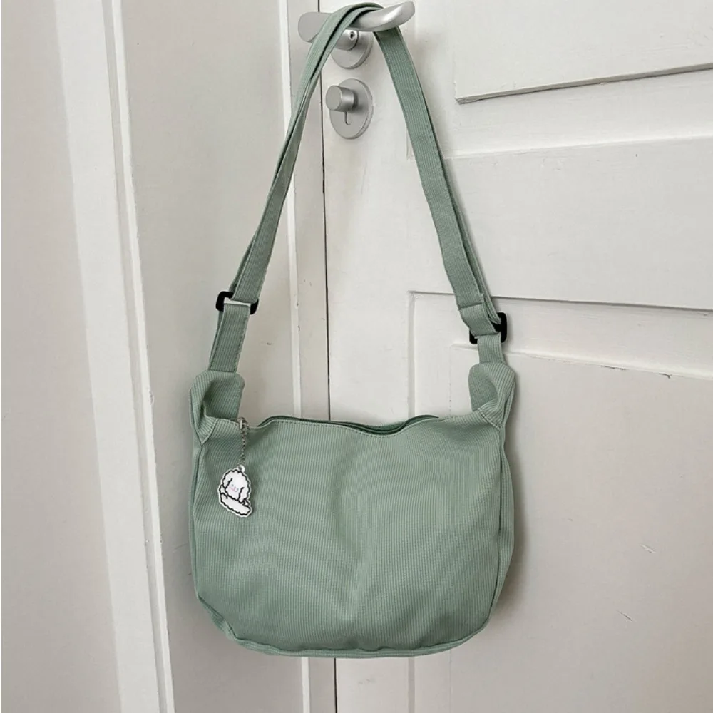 

Corduroy Waffle Plaid Shoulder Bag Large Capacity Cotton Cloth Solid Color Shoulder Bag Korean Style Tote Bag