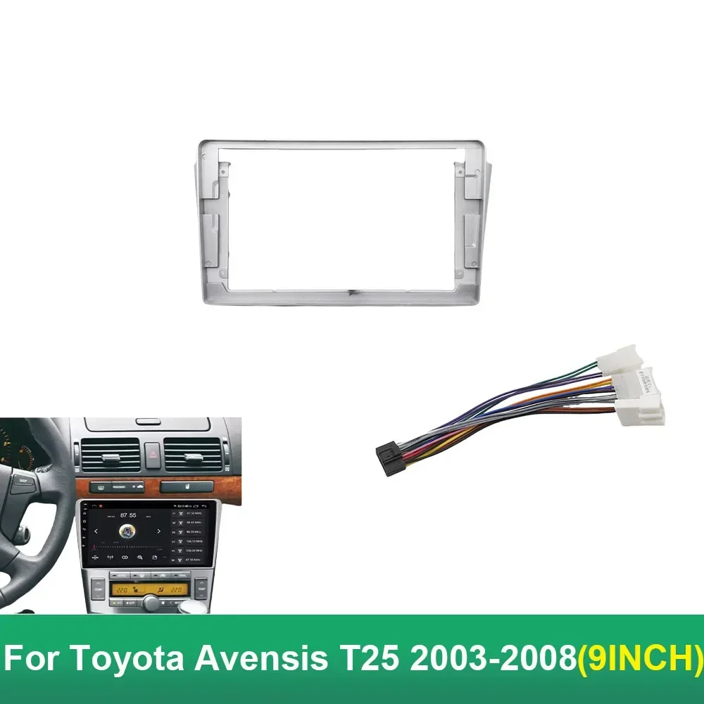 Android Radio Car DVD player car frame  fascia for toyota avensis 2002-2008 Car video panel fascia trim power wire