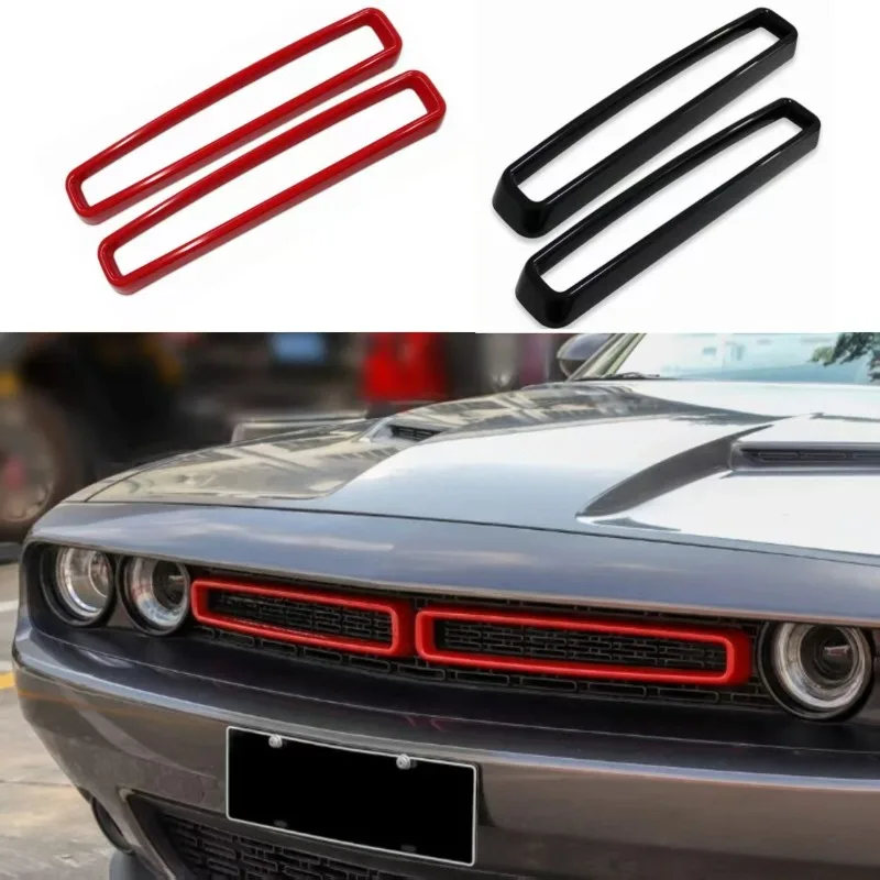 

2 шт. красно-черная передняя решетка из углеродного волокна, вставки, накладка для Dodge Challenger 2015-2024