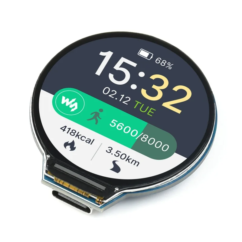 

RP2040 MCU Board, With 1.28inch Round LCD, accelerometer and gyroscope Sensor