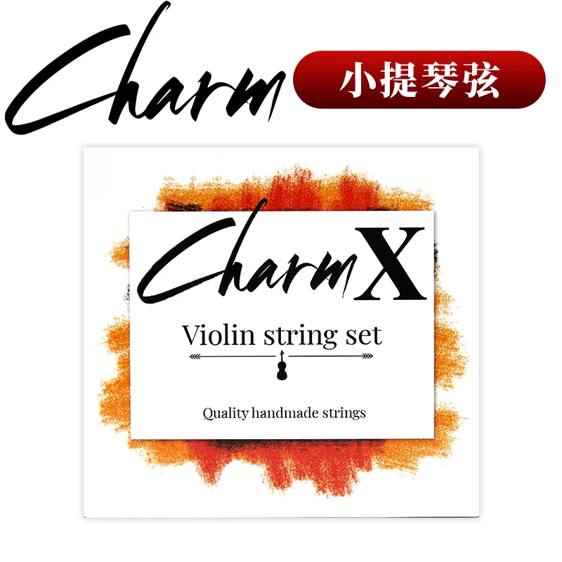 FOR-TUNE CharmX Viool Snarenset Synthetische Nylon Kern Aluminium/Zilver Omwikkeling Medium Spanning Verkrijgbaar in 4/4-1/8 Maten