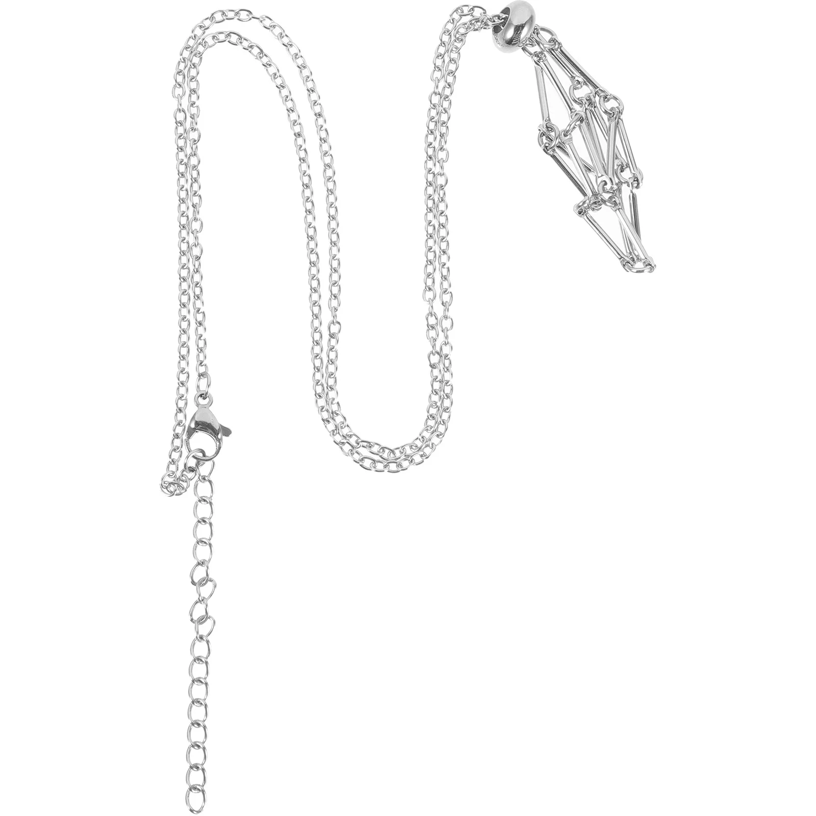 1 Piece Crystal Holder Necklace Metal Stone Cage for DIY Jewelry Making Empty Pendant Mount Fashionable Accessory Decorative