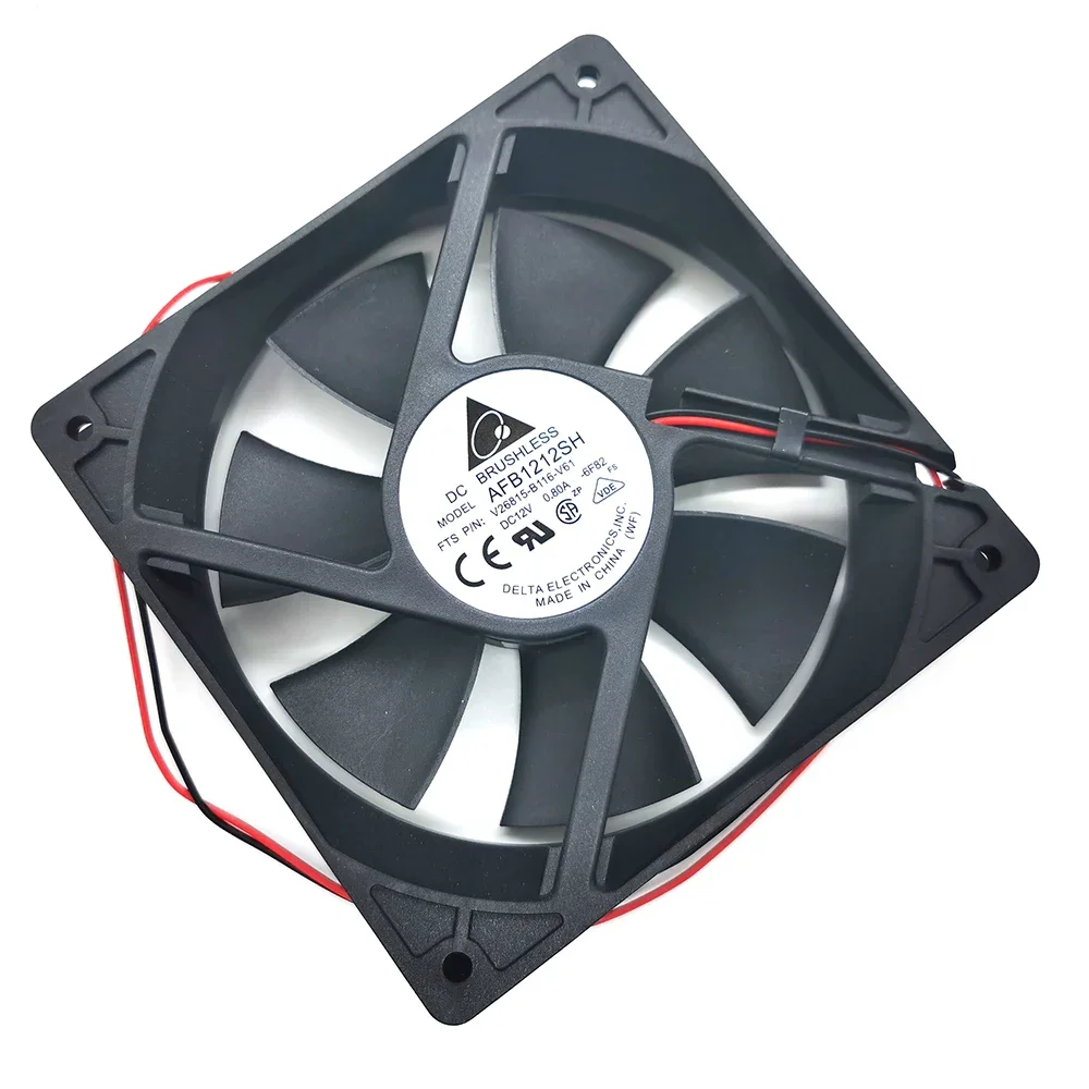 For delta AFB1212SH 12CM 120MM 12025 DC 12V 0.80A Cooling Fan 2pin Double ball 113CFM 120x120x25mm