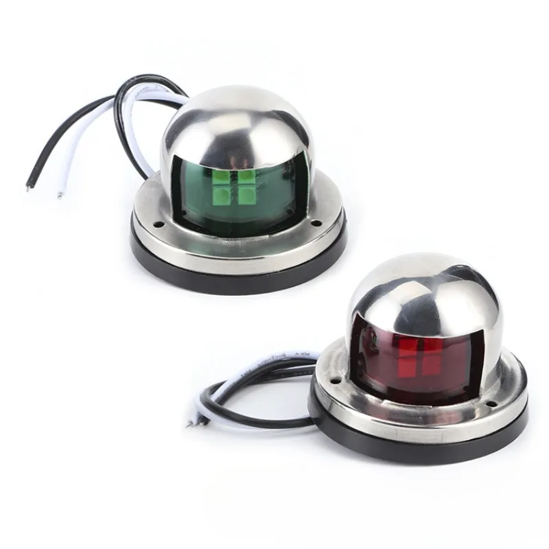 Bow LED Navigation Sailing Light LED Navigation Sailing Light Marine Boat Plastic Red + Green W/Chrome Housing