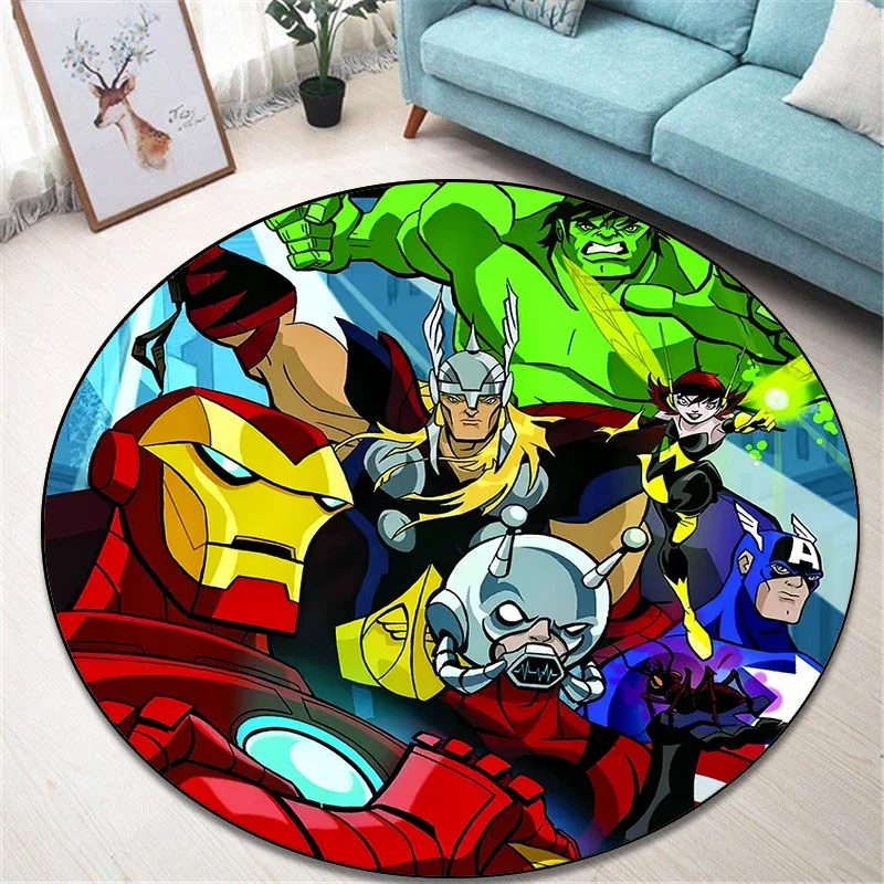 Marvel Round Carpet for Living Room Rugs Camping Picnic Mats Flannel Anti-Slip Rug Yoga Mat Gifts area rugs， rugs for bedroom