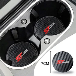 2Pcs Car Coaster Water Cup Bottle Holder Anti-slip Pad Mat Leather Gel Bottle Holder Pad For Ford st line stline fiesta STLINE