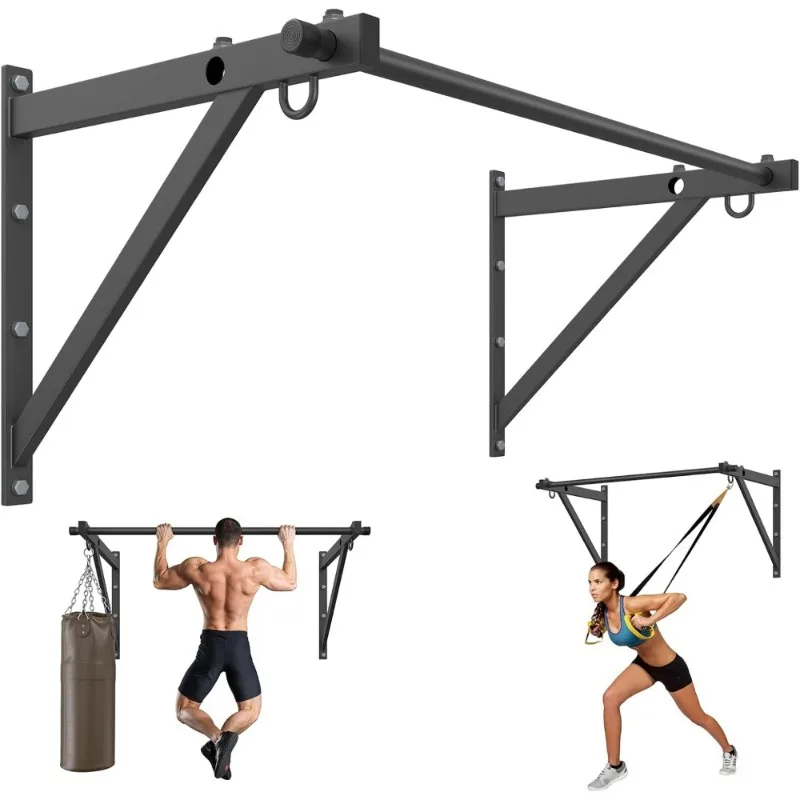 Adjustable Depth Wall Mounted Pull Up Bar for Home Gym 51 Chin Up Bar 500LBS Capacity