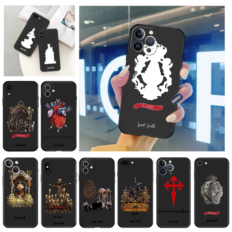 Phone Case for Apple iphone 16 Pro 15 12 11 13 Mini 14 Plus SE XR X XS Max Virgin Mary Jesus Church Soft Black Anti-Drop Cover