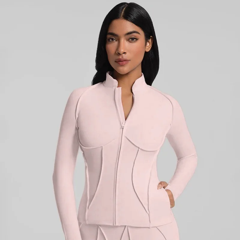 Compression Shirt Yoga Jacket For Women Stand Collar Sports Top Long Sleeve Zipper Jacket Cycling Fitness Female Clothing