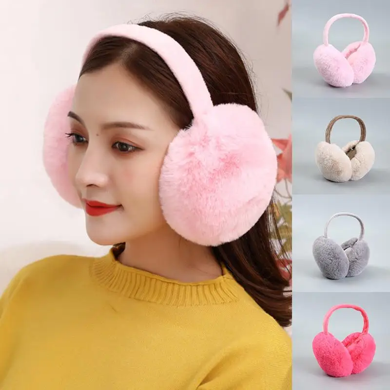 Winter Cute Warm Earmuffs For Women Men Solid Color Soft Comfortable Earmuffs Outdoor Skiing Children's Fur Headphones Antibruit