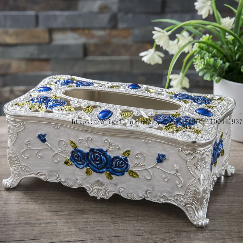 صندوق مناديل معدني على الطراز الأوروبي بتصميم عتيق للمنزل والفندق KTV صندوق مناديل إبداعي مجوف ومنحوت لغرفة المعيشة وغرفة الطعام #3