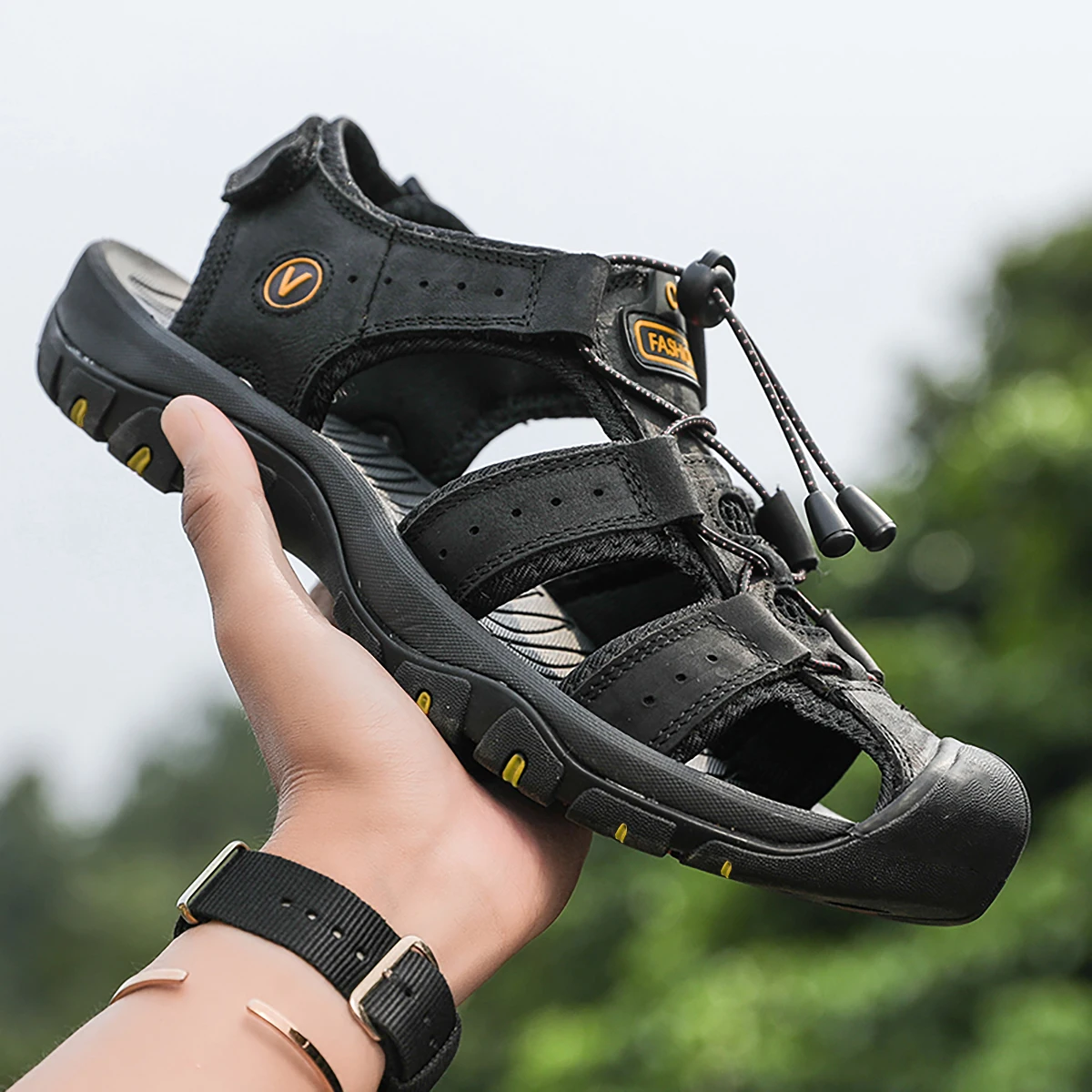 PU Leather Men Shoes Summer New Men\'s Sandals Comfortable Beach Sandals Fashion Sandals Slippers Big Size 39-47