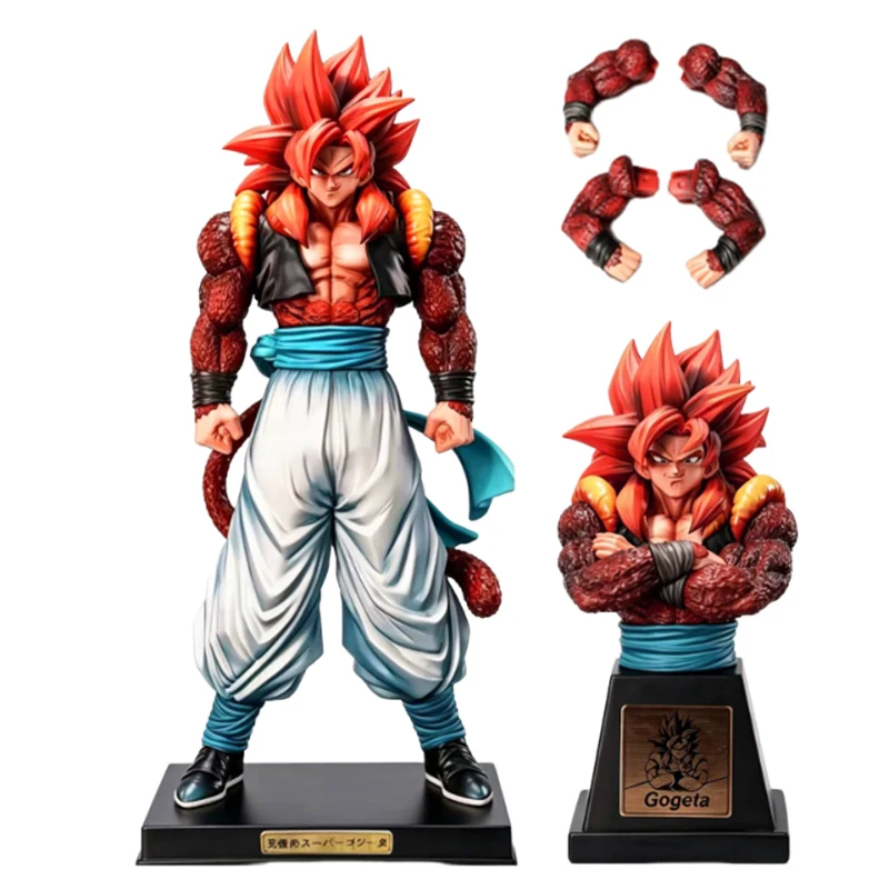 Figura de Acción de 33 cm de Dragon Ball Z Gogeta, Modelo de Busto de DBZ Super Saiyan 4 Son Goku Vegeta, Versión 2.0, Muñeco Decorativo de Escritorio