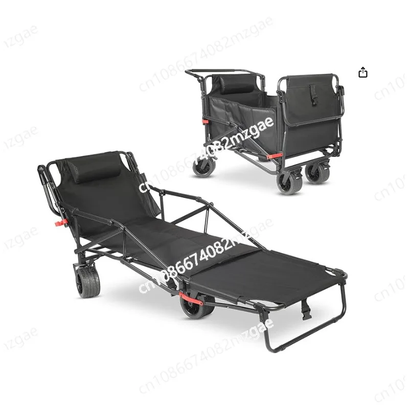 

Multifunctional camper folding camp cart seconds change recliner camp bed large capacity suitable for beach camping fishing