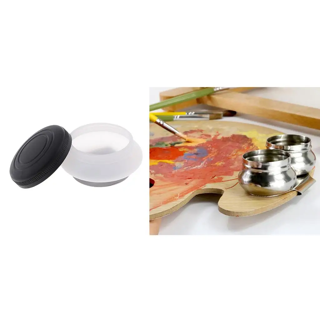 

Stainless Steel Artists Painting Dipper Double Palette Cup Leakproof Oil Paint Container Painting Tool for DIY Art Supplies