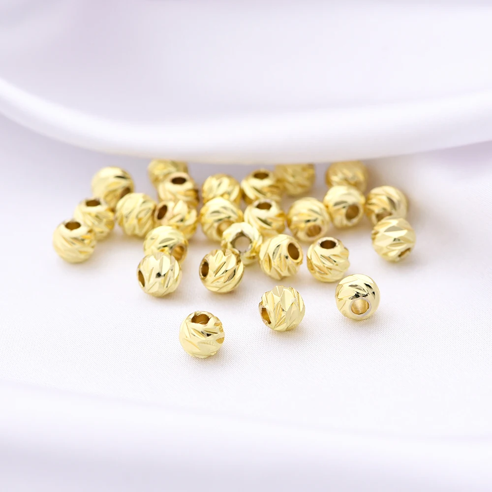 50/100PCS 2.5/3/4/5/6MM 18K Gold Plated Round Stripe Spacer Beads Cut Pattern Separators Beads DIY Jewelry Accessories Wholesale