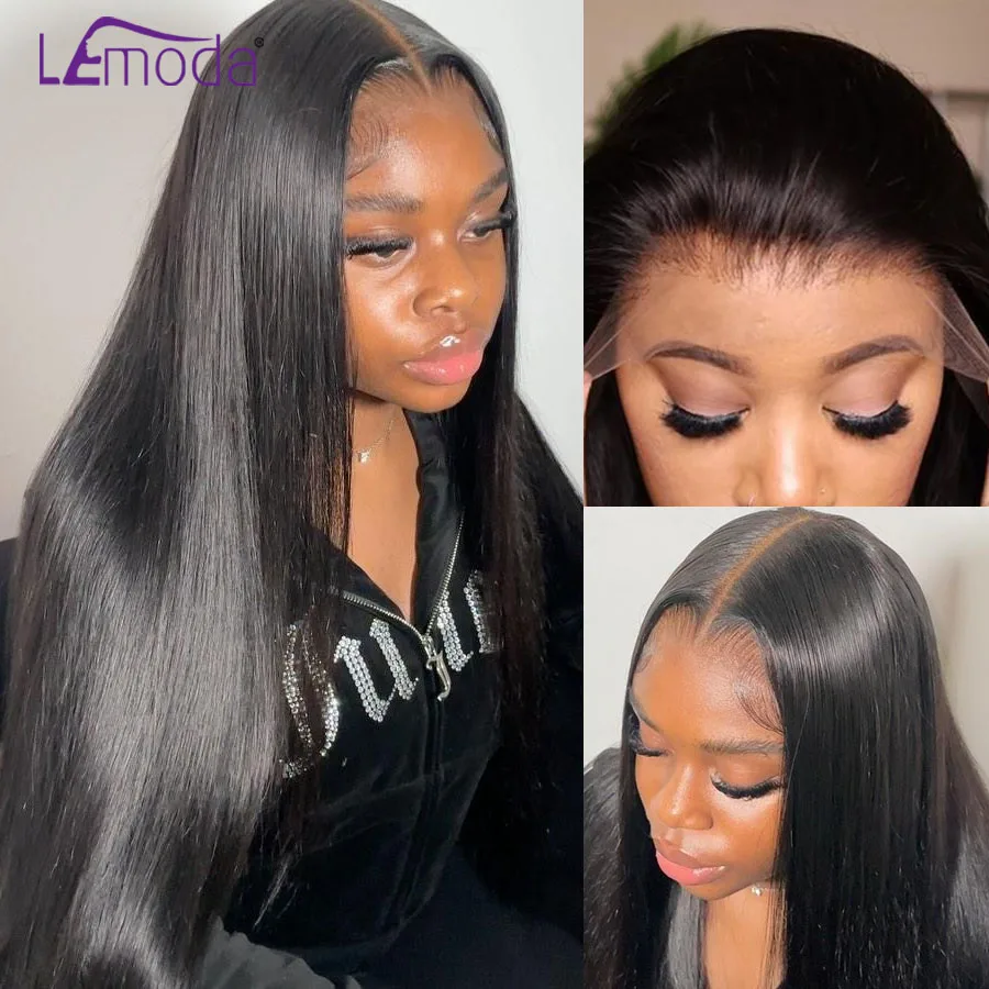 Lemoda 250% Density Upgraded 13x6 HD Lace Front Human Hair Wig Straight 13x4 Full Frontal Lace Wigs Virgin Pre Plucked Brazilian