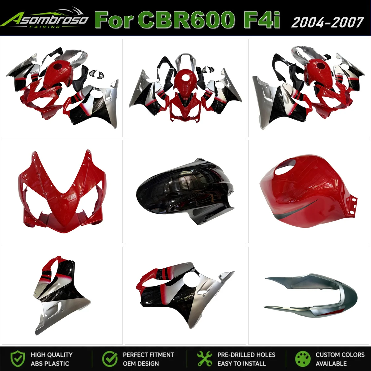 Komplette Verkleidungen passend für Honda CBR600F4i 2004-2007 CBR 600F4I 04 05 06 07 Motorrad ABS Kunststoff Karosserie-Kit Komplett