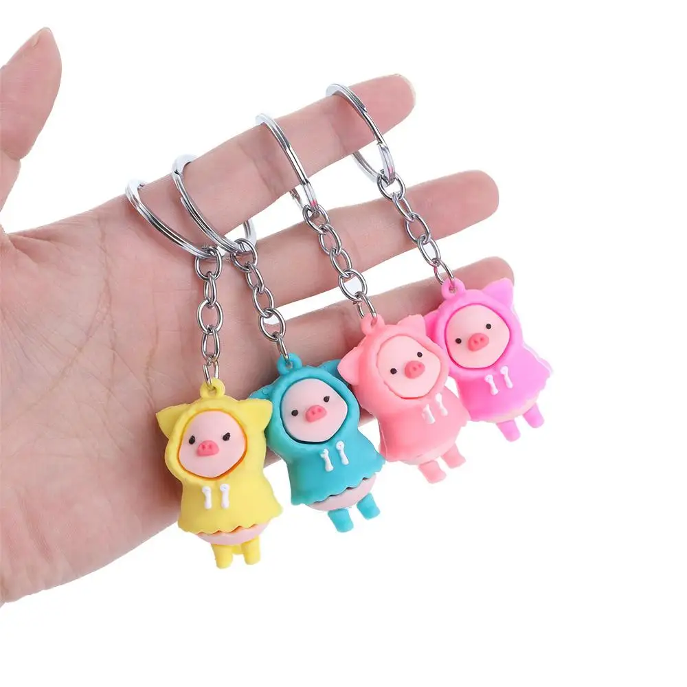 Pig Jewelry Cartoon Doll Bag Charm Keychain Pendant Car Keyring Key Chains Milk Pig Keyring Raincoat Pig Keychain Pig Pendant