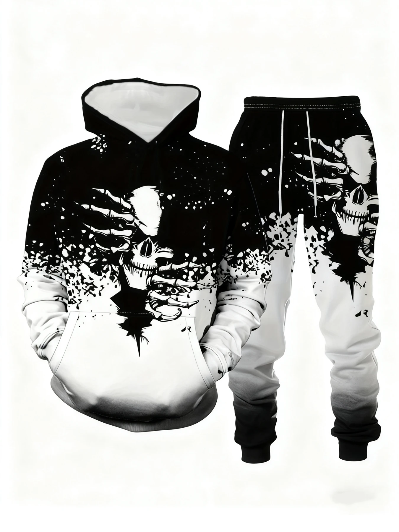 جديد وصول عارضة الشتاء الخريف الجمجمة نمط 3D مطبوعة هوديي وسراويل مجموعة رياضية 2 قطعة مجموعة ملابس رياضية الرجال الملابس البدلة #1