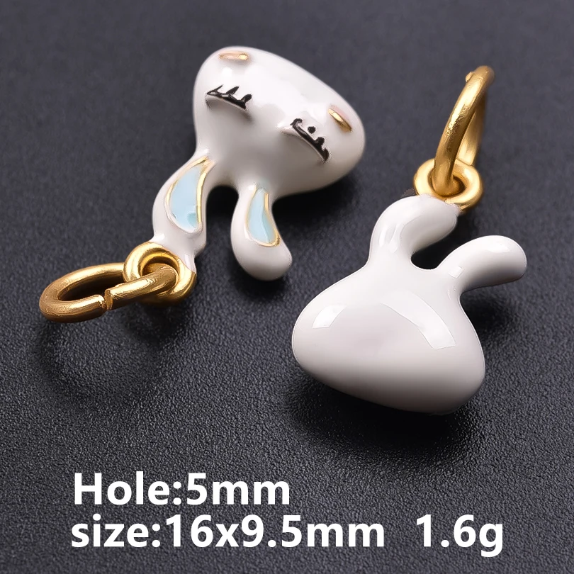 6 Stück Metall-Anhänger der Tier-Serie: Ente, Delfin, Giraffe, Hase, handgefertigt, zum Selbergestalten, personalisierbar, für Herren- und Damen-Halsketten, Schmuck. – Detail 7