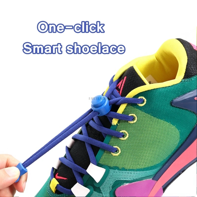 1 Pair No Tie Shoelaces Spring Lock Quick Release Lazy Elastic Laces Sneakers Shoelaces Rubber Band for Shoes Sports Shoestring