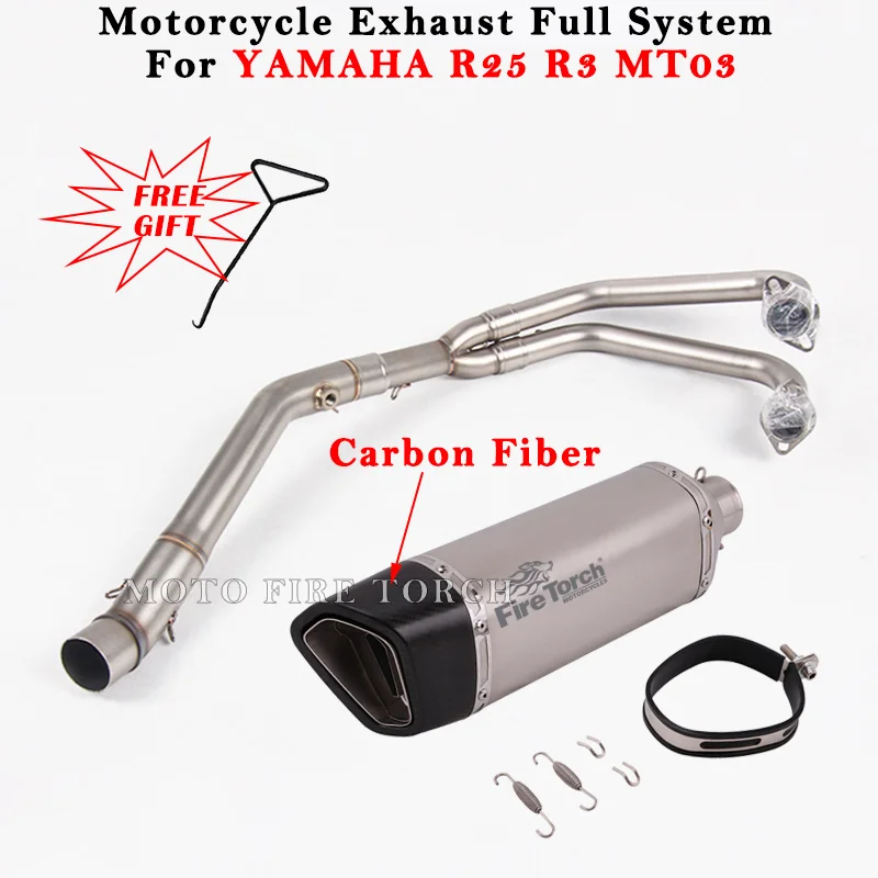 

Motorcycle Exhaust Escape Full System Modified Carbon Fiber Muffler Front Middle Link Pipe DB Killer For YAMAHA R25 R3 MT-03