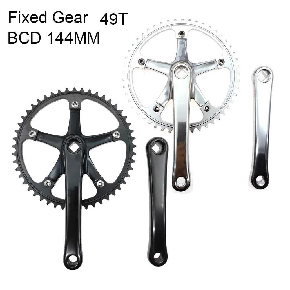 144 BCD Fixed Gear Kurbelgarnitur Integrierter Kurbelgarnitur 49T CNC-Kurbelscheibe Kettenrad Zahnplatte aus Aluminiumlegierung