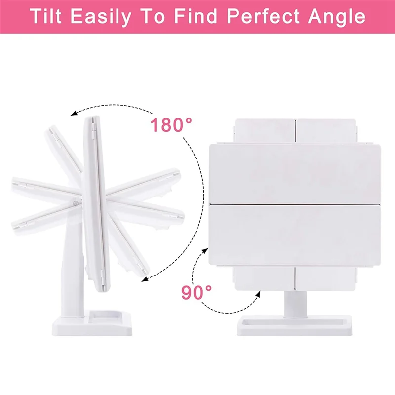 A75X Top Trifold แต่งหน้ากระจก 22 ไฟ LED, 10X/3X/2X การขยายแบบพกพาพับ Lighted โต๊ะกระจกเครื่องสําอาง