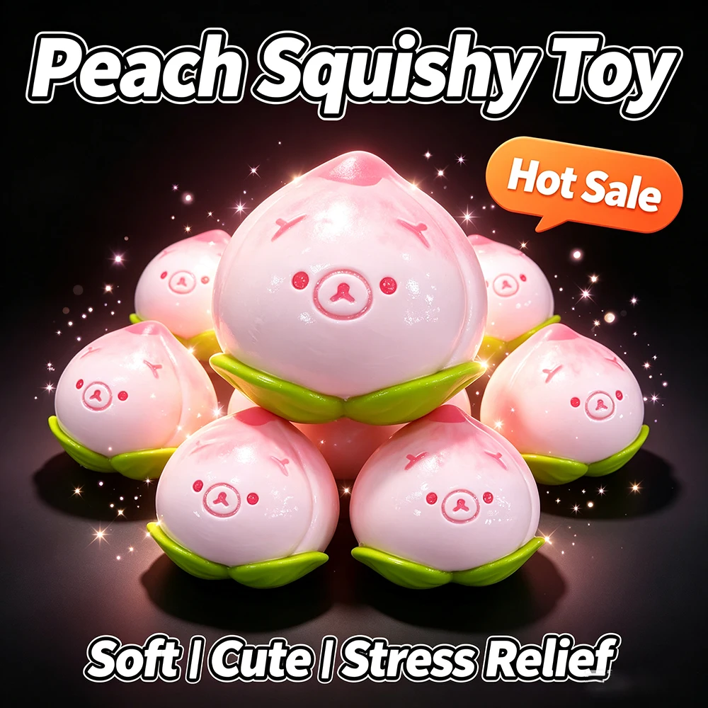 1/2 Stück Weiches Pfirsichförmiges Quetschspielzeug Kawaii Frucht Stressabbau-Spielzeug Niedliche Schreibtisch-Dekoration Entspannendes Accessoire – Detail 8