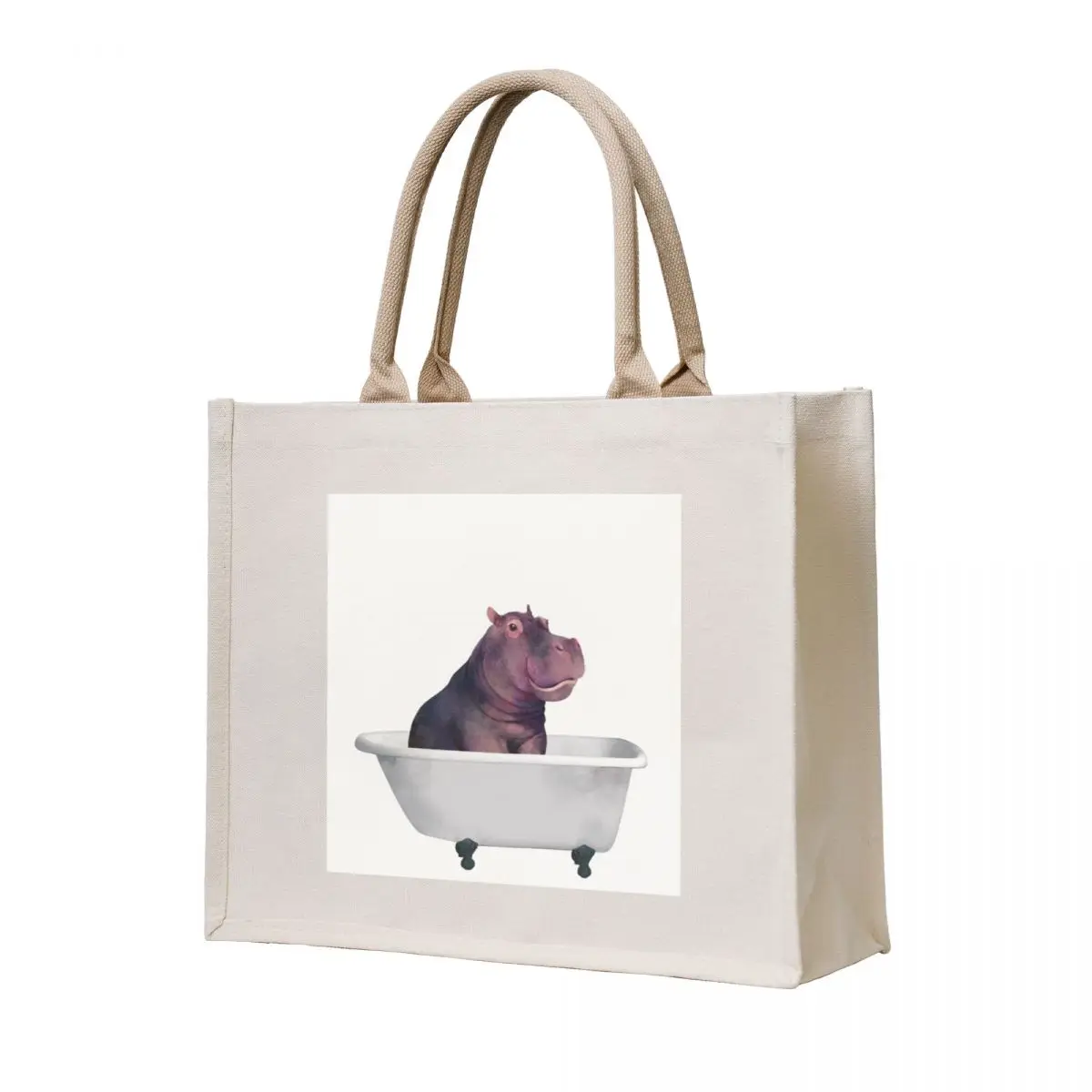 

Hippo in the bathtub Tote Bag tote bag custom Woman shopper bag Big great