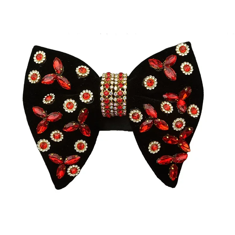 High-end Velvet Rhinestones Bow Tie for Men\'s Vintage Luxury Original Design Handmade Jewelry Gifts Men Wedding Dress Bow-tie