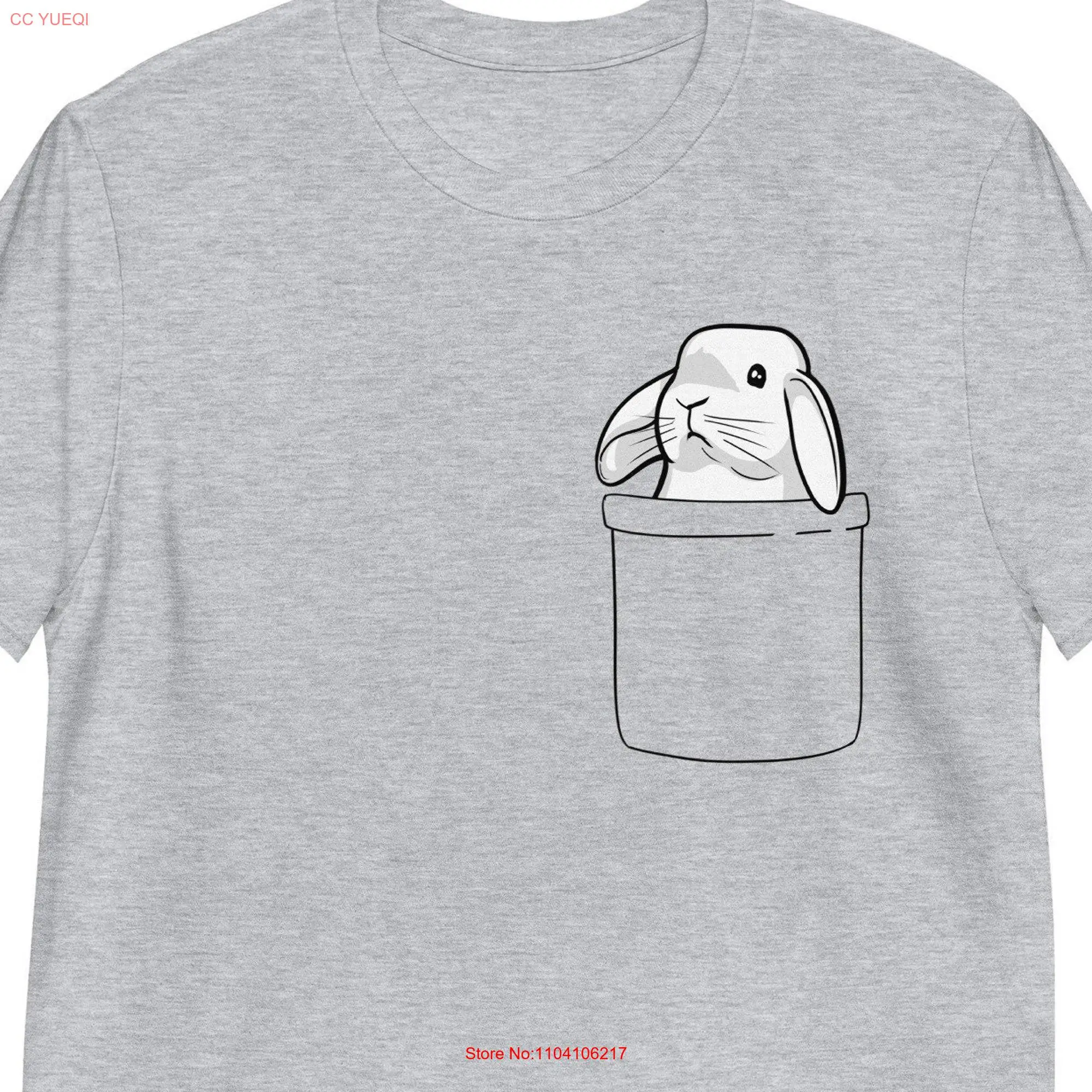 Pocket Rabbit T Shirt Cute Funny Bunny Womens Clothing Mens Clothes Girls Apparel long or short sleeves