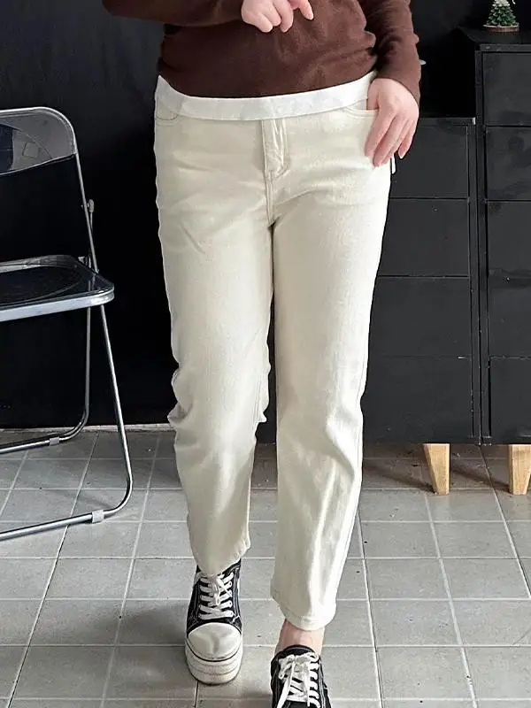 

plus Size Women's Jeans High Waist Straight Leg Cotton Stretch Denim Light Wa Casual Spring Autumn Wear for Pear aped Body