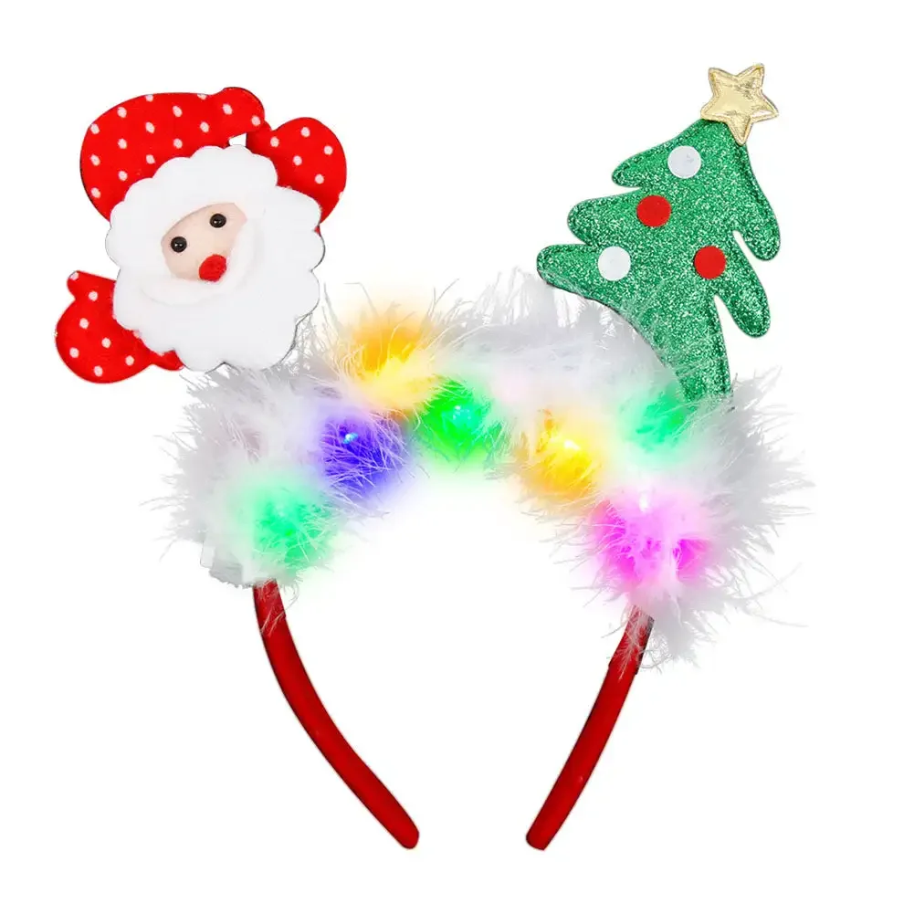 2024 1Pc Headband Hair Hoop Children Party Costume Decoration Led Christmas Antler Headband Reindeer Light Up