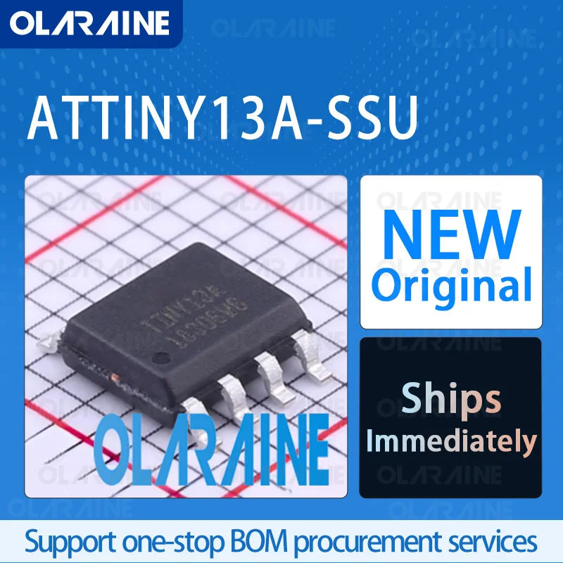 5/10/100Pcs ATTINY13A-SSU SOIC-8 8-bit microcontroller -MCU RoHS AVR Data RAM 64 B 6 I/O Supply voltage: 5.5 V