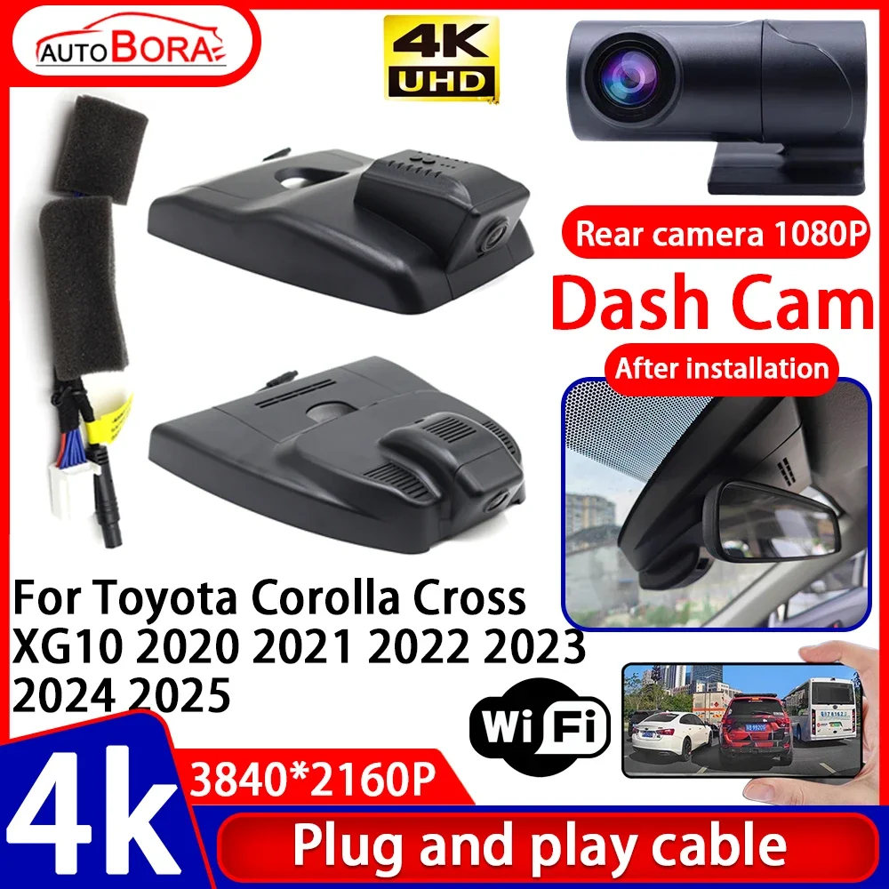 ZhuCamX Video Recorder 4K UHD Plug and Play Car DVR Dash Cam Camera for Toyota Corolla Cross XG10 2020 2021 2022 2023 2024 2025