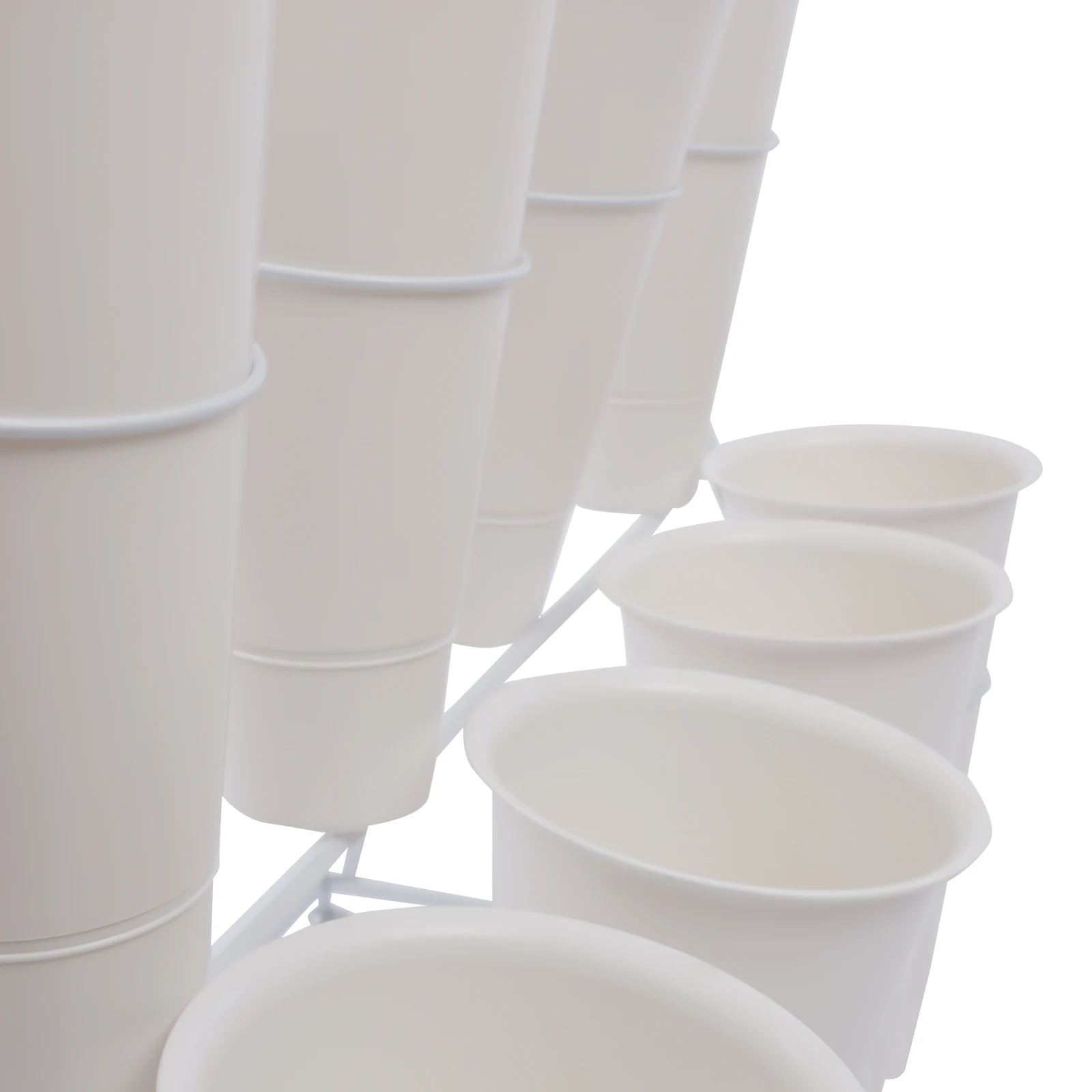 حامل نباتي معدني مكون من 3 طبقات مع عجلات مع دلو زهور، حامل عرض زهور حديث للاستخدام الداخلي والخارجي لشرفة الفناء المنزلي #6