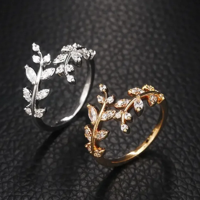 925 Sterling Silver Tree Branch Shape Ring Charm Sparkling Zirconia Rings Birthday Party Gift for Women Fine Jewelry Accessories