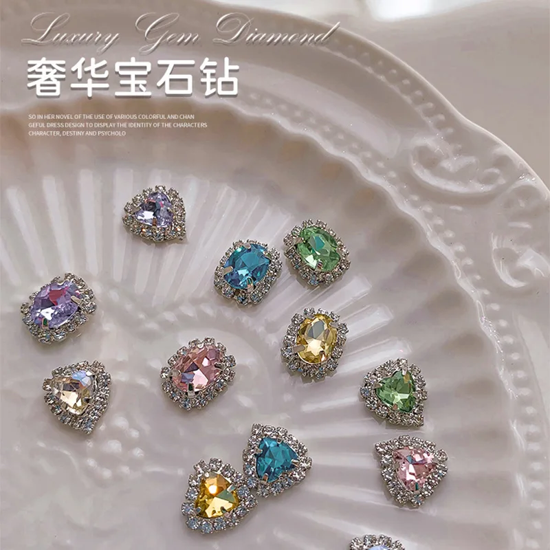 

5Pcs Nail Art Luxury Diamonds Sparkle Shiny Crystal Rhinestones For Nails Multi-Colors Jewelry Charms For Alloy Nail Art Decor