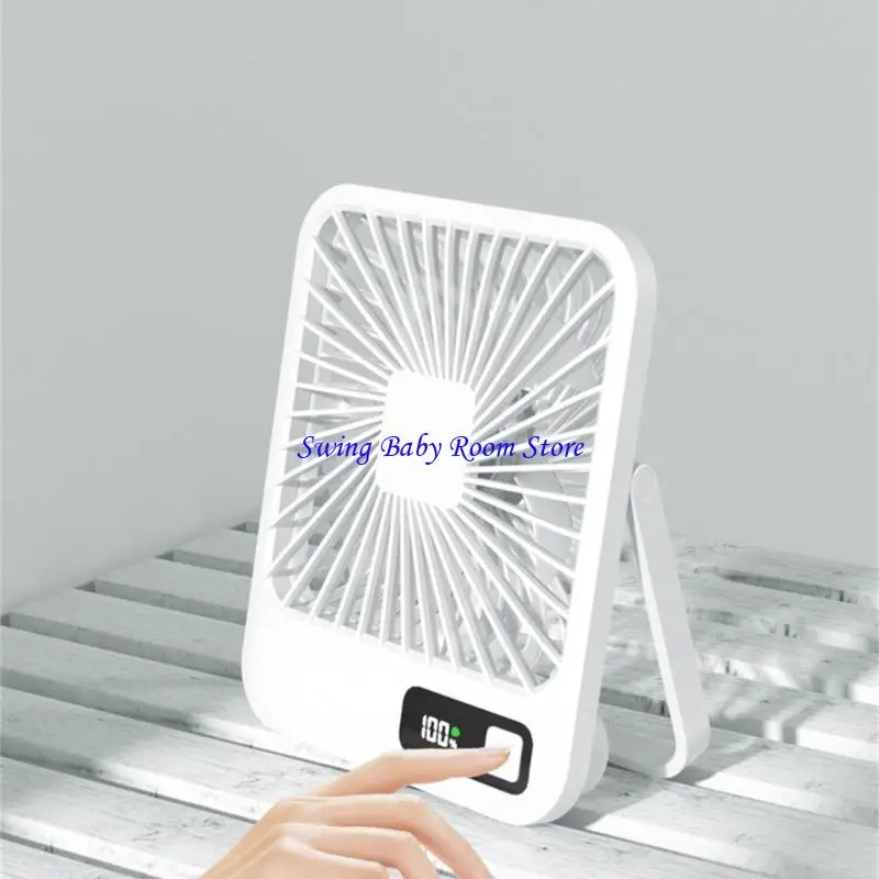 K1AD USB Desk Fan 1500mah قابلة لإعادة شحنها 5 سرعات مروحة التخييم مع مروحة محمولة عرض رقمي للتخييم