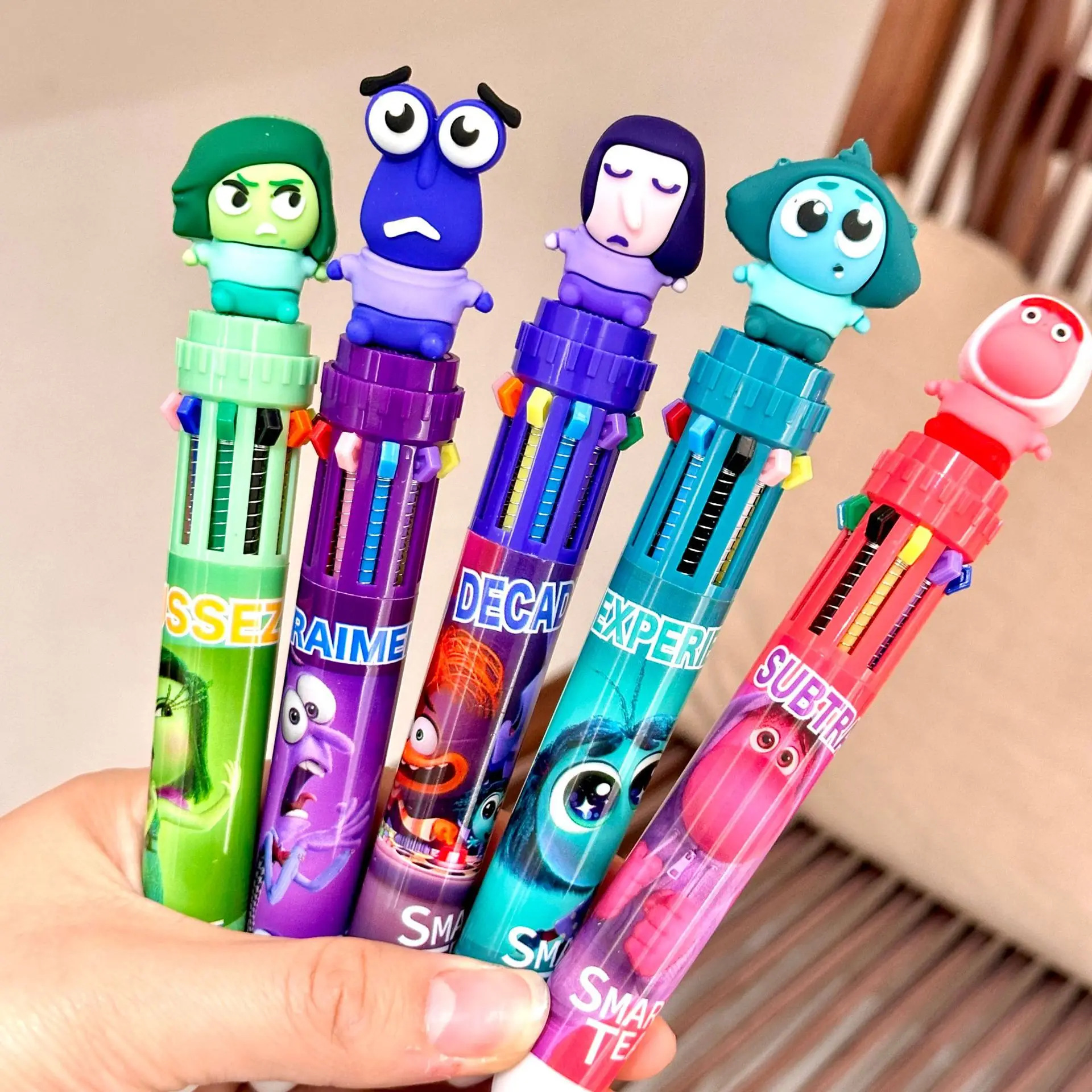 Cartoon Disney Inside Out Ten-Color Ballpoint Pen Cute Cartoon Multicoloured Hand-Held Pen Marker Pen