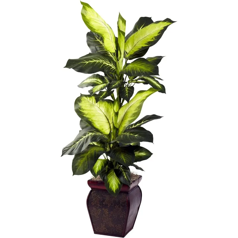 Dieffenbachia with Decorative Planter Artificial Trees, 45in, Green, Golden