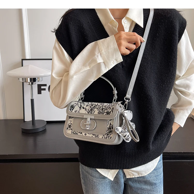 Popular Square Crossbody Bag For Women 2023 New Luxury Designer Brand Flower Handbag Black Tote Bag Fashion Shoulder Bag