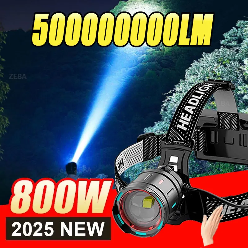 

Самый мощный светодиодный налобный фонарь 50000 лм, высокомощный налобный фонарь 18650